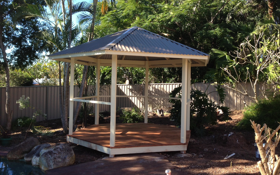 A newly-constructed pergola